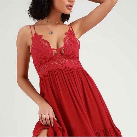 Intimately  Free People Adelle   Red Slip Dress - Picture 1 of 4